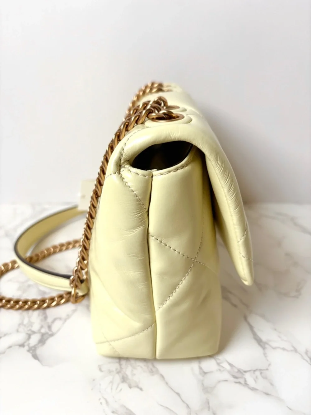 New Tory Burch Kira Small Diamond Quilt Convertible Shoulder Bag Pastel Yellow